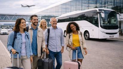 Transfert aéroport en autocar avec chauffeur pour groupe