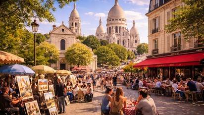 Montmartre et basilique du Sacré‑Cœur, panorama sur Paris