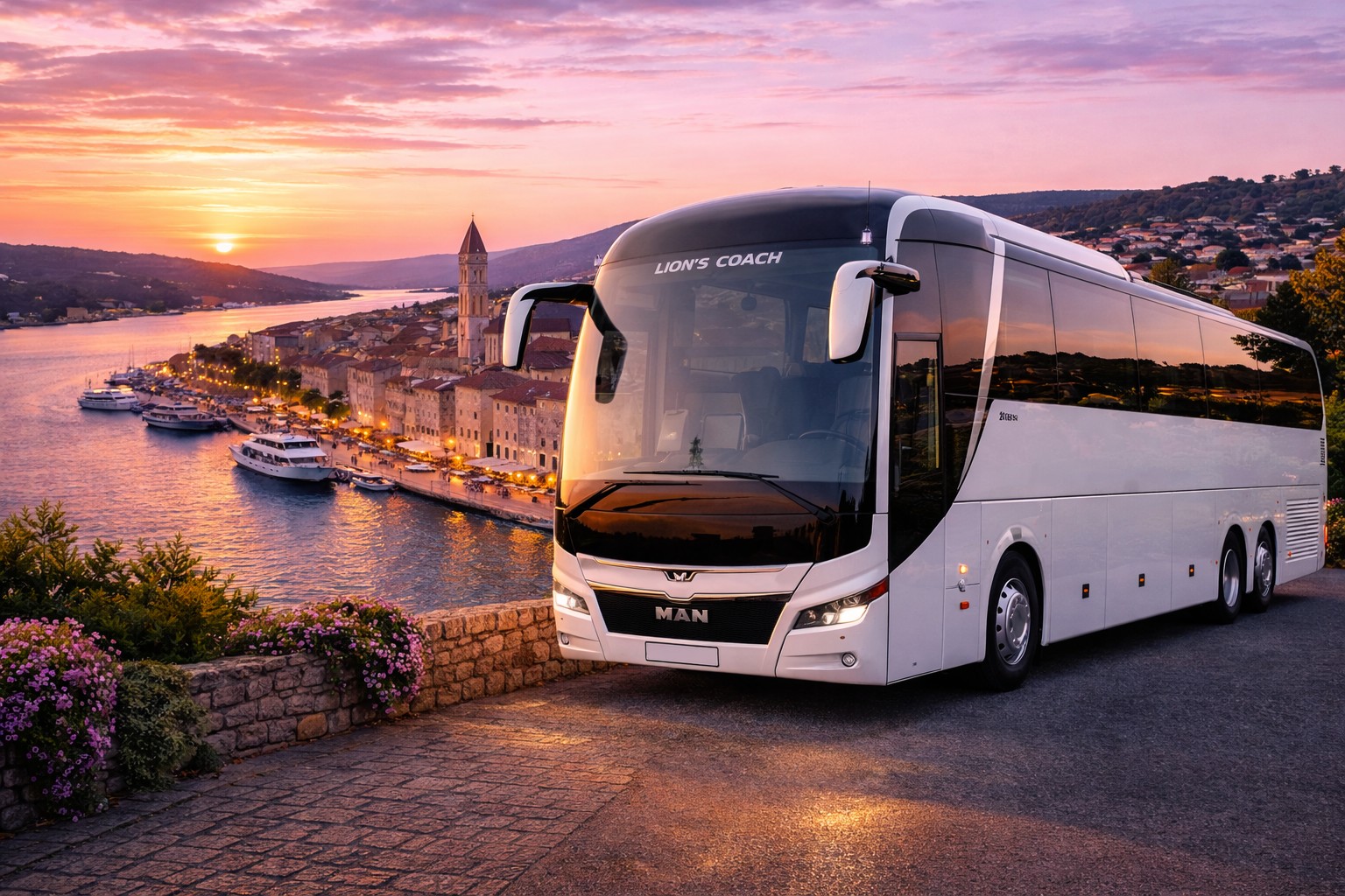 Autocar moderne prêt au départ