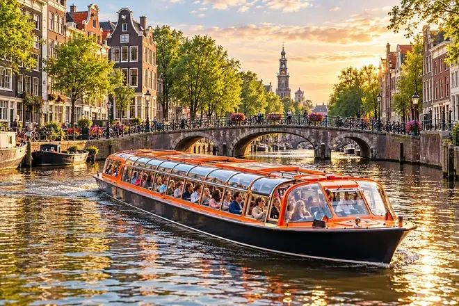 Amsterdam in der Gruppe: Grachten und Altstadt